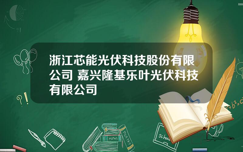 浙江芯能光伏科技股份有限公司 嘉兴隆基乐叶光伏科技有限公司